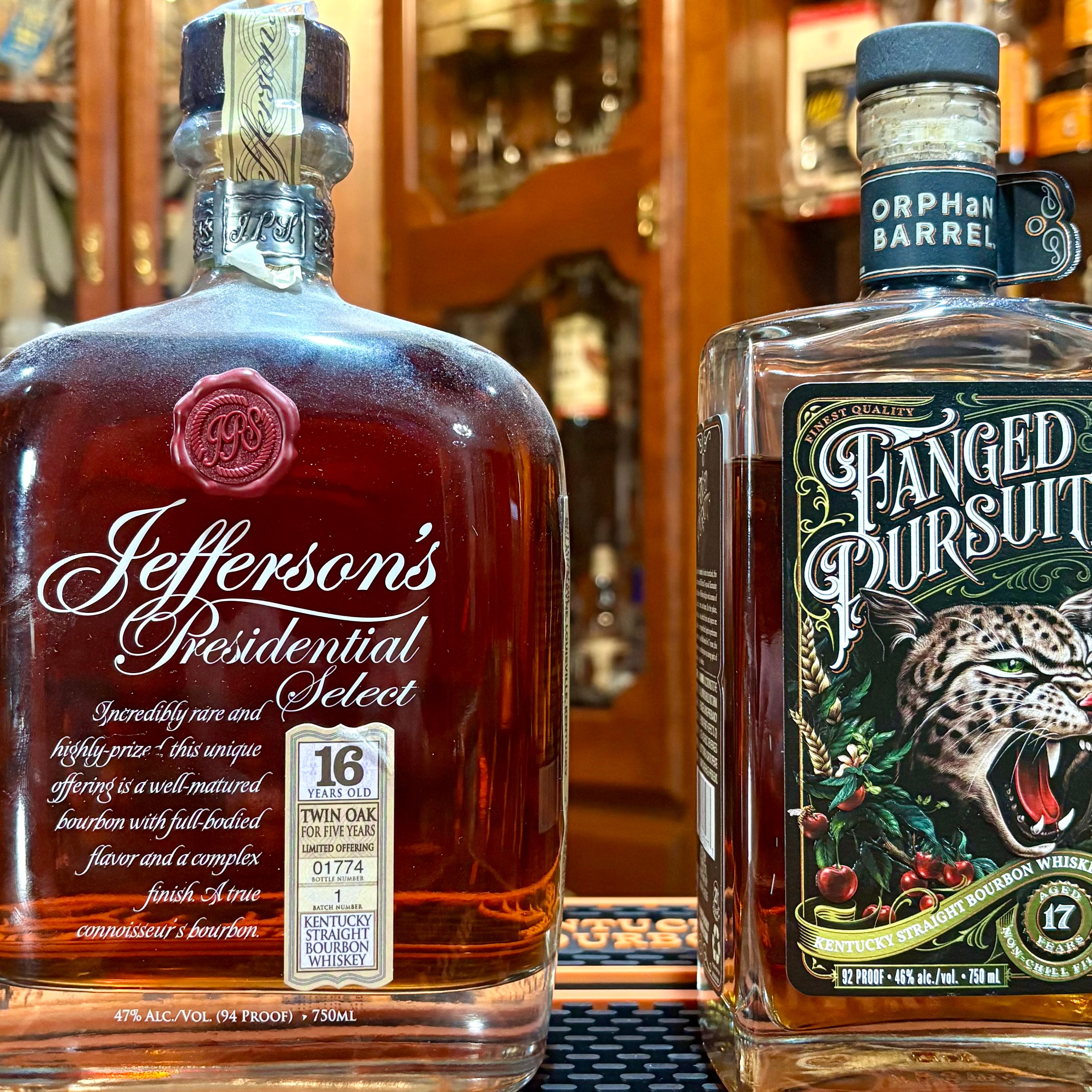 Jefferson's Presidential Twin Oaked, Orphan Barrel Fanged Pursuit & Old Forester President's Choice Jefferson's Presidential Twin Oaked, Orphan Barrel Fanged Pursuit & Old Forester President's Choice